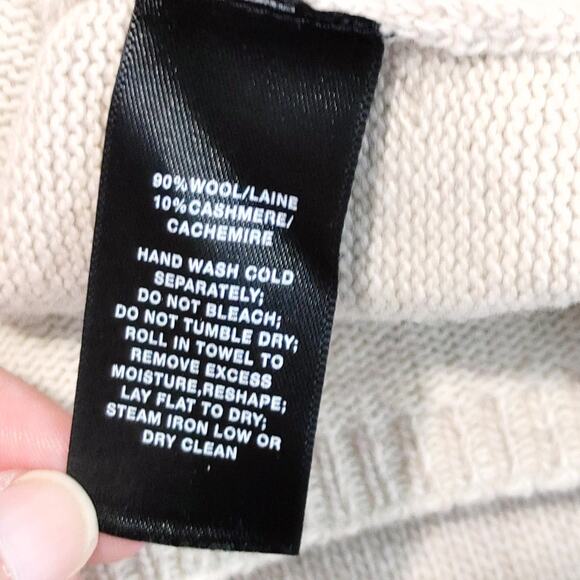 Lafayette 148 Sleeveless Midi Sweater Dress Wool Blend Turtleneck Beige Womens S - Picture 9 of 9